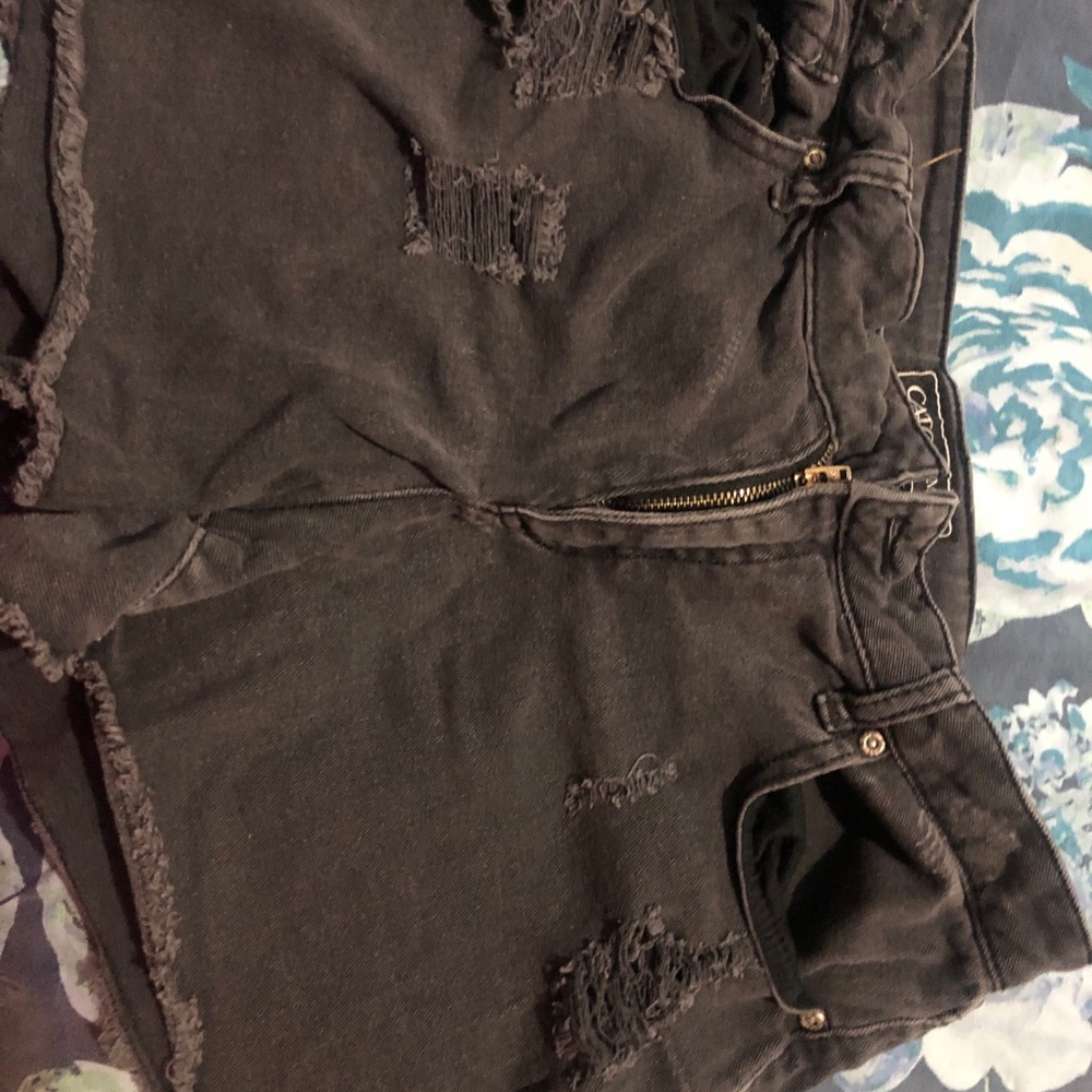 Black jean shorts